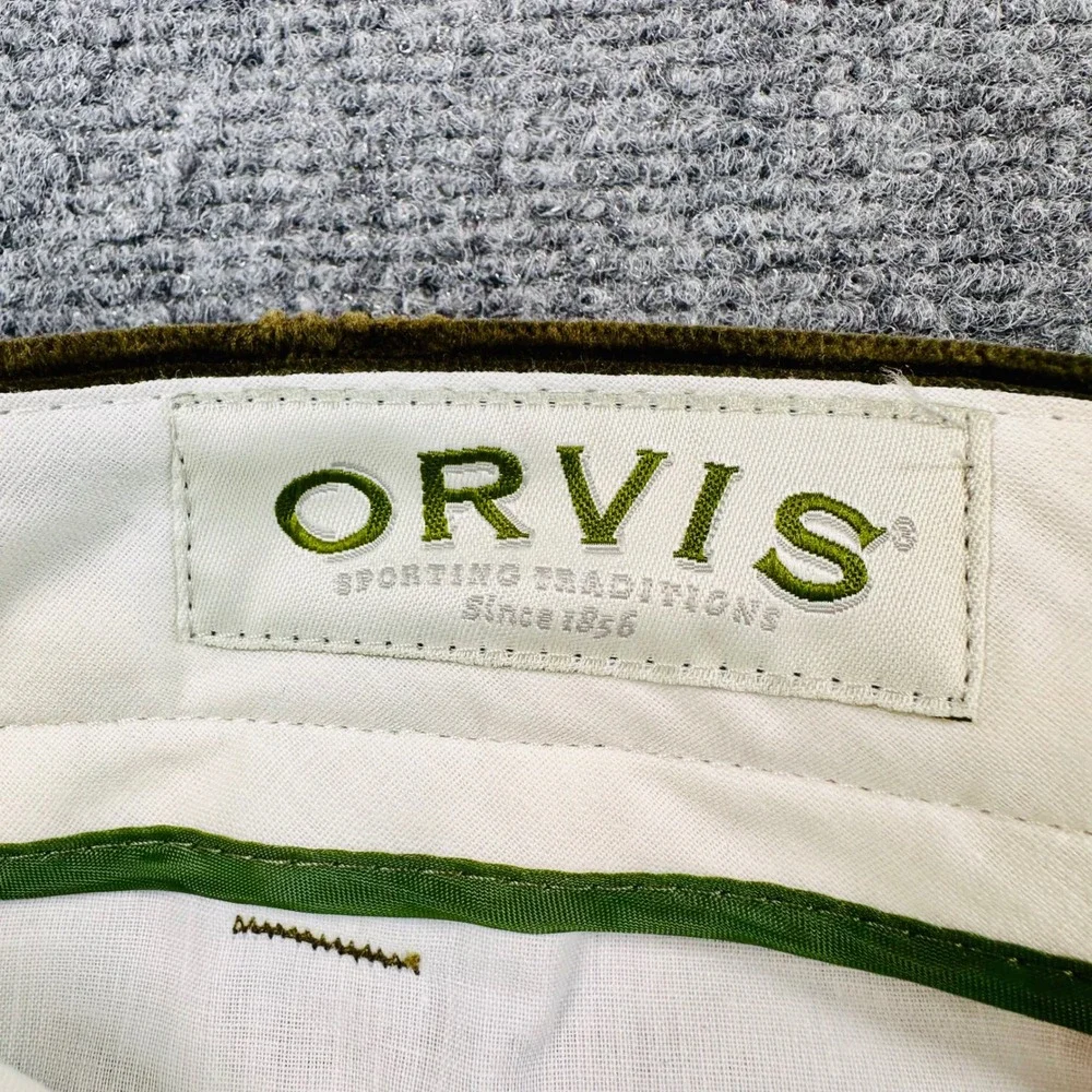 Orvis Wide-Wale Corduroy Trousers Mens 42x34 Olive Green Portugal Cotton Vintage